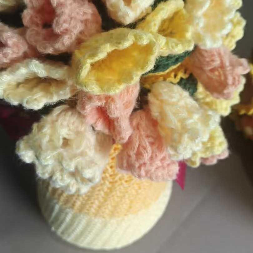 Handmade Rose and Lily Crochet Flower Blanket - Acrylic Yarn