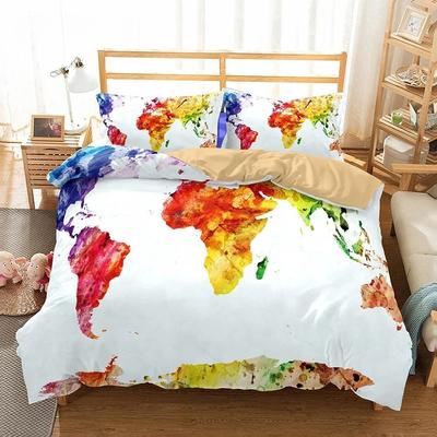 3D Bettwäsche Hohe Qualität Warm Bequemes Bettwäscheset Modern Fashion Bettwäsche Aquarellmalerei Karte Doppelbett 224x240cm