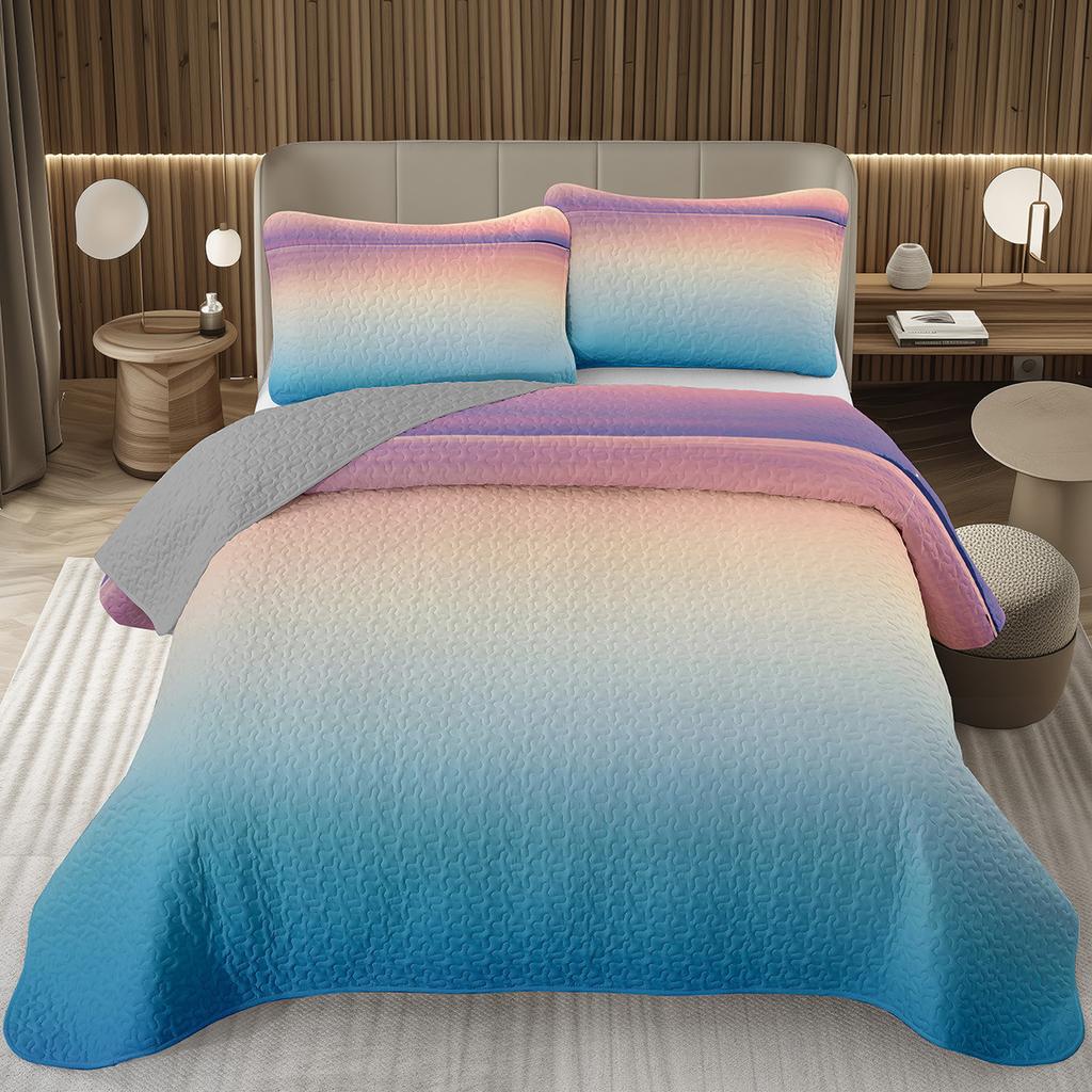 Natural Scenery Coverlet Set Sunset Sky Bedding Set White Clouds Bedspread Set Twin Full Queen Size for Kids Girls Boys Teens