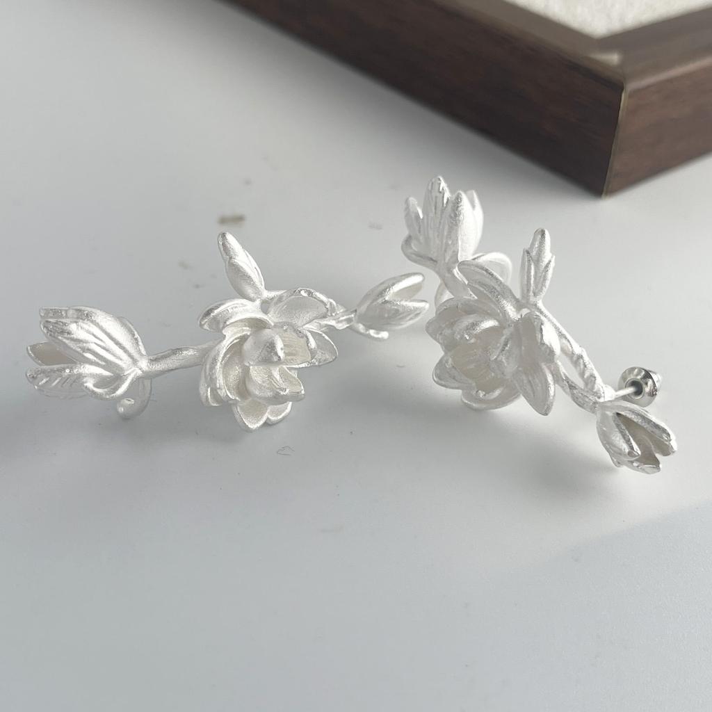 925 Sterling Silver Vintage Earrings For Women Simple Flower Pearl Earring Jewelry Prevent Allergy Party Accessories Gift