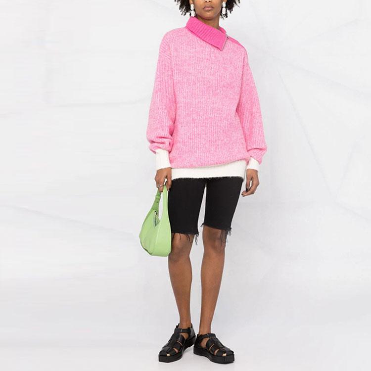 Ganni Ss22 Long Sleeve Pullover Wool Sweater Women sweater Pink K1614-530