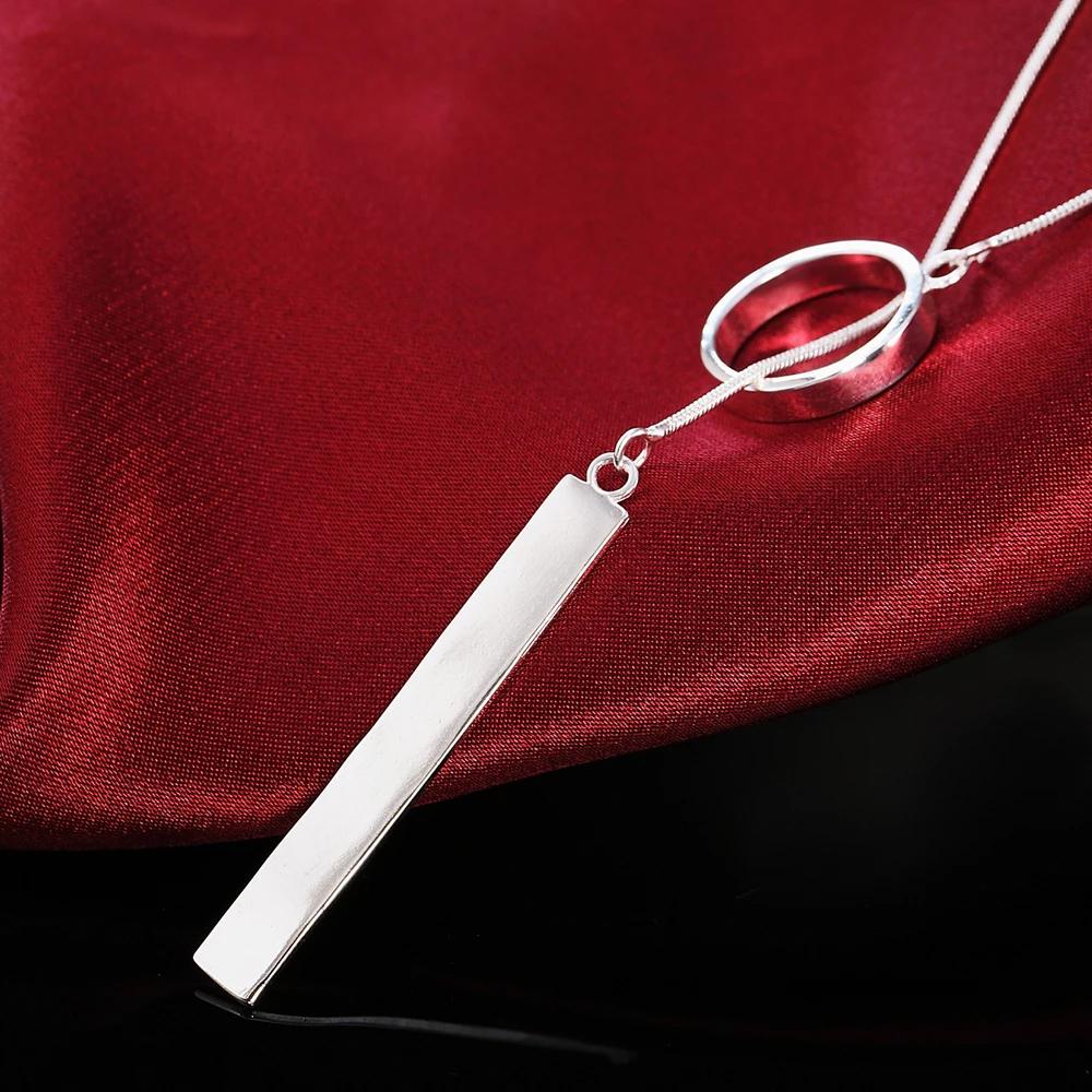 New Sterling Silver Necklace for Women Jewelry Inches Creative Round Pendant Fashion Christmas Gifts Wedding