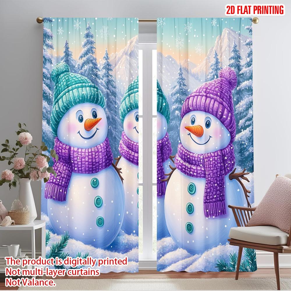

2 шт., 2D плоская печать Шторы и оконное оформление Милые снеговики Зимняя сказка Универсальный Прочный полиэстер (без удилища) Номер 52.50×116.00 CM 2pcs