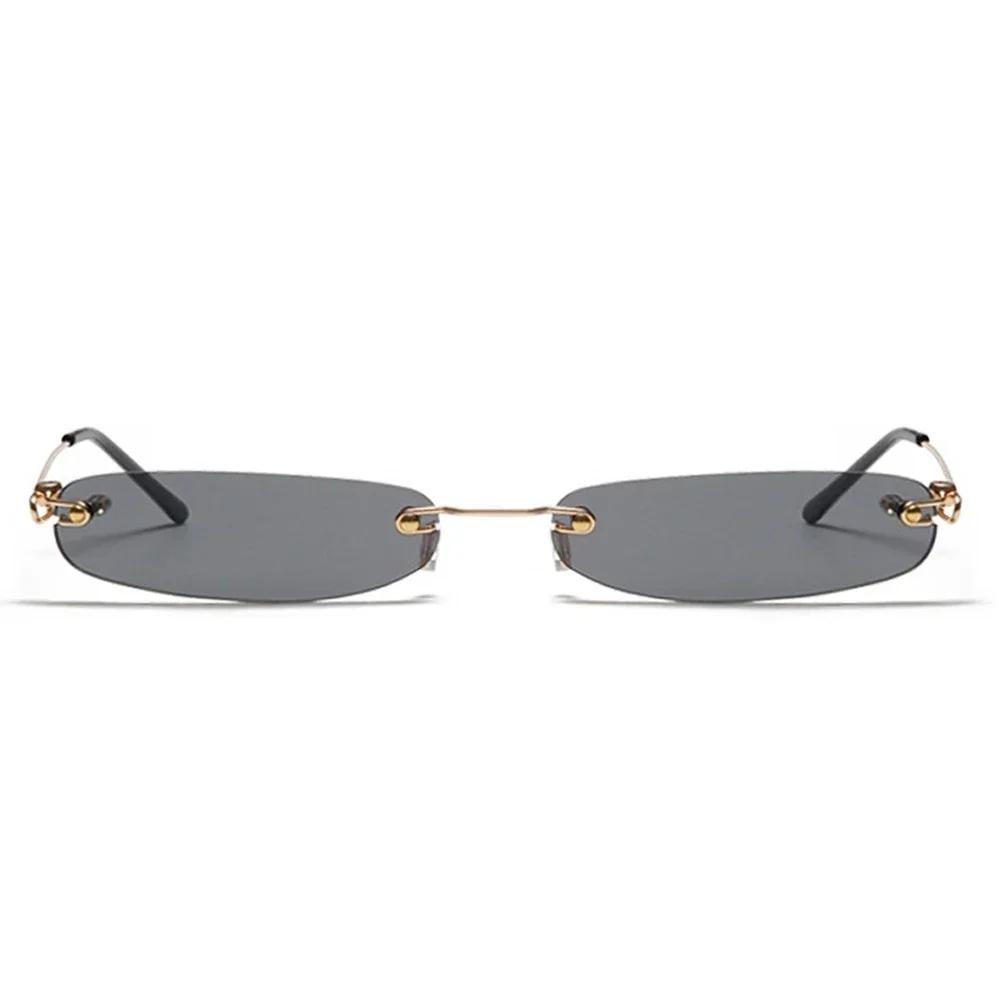XaYbZc Narrow Sunglasses Rimless Rectangular Sun Glasses For Men Women Small Face Summer Red Blue Black