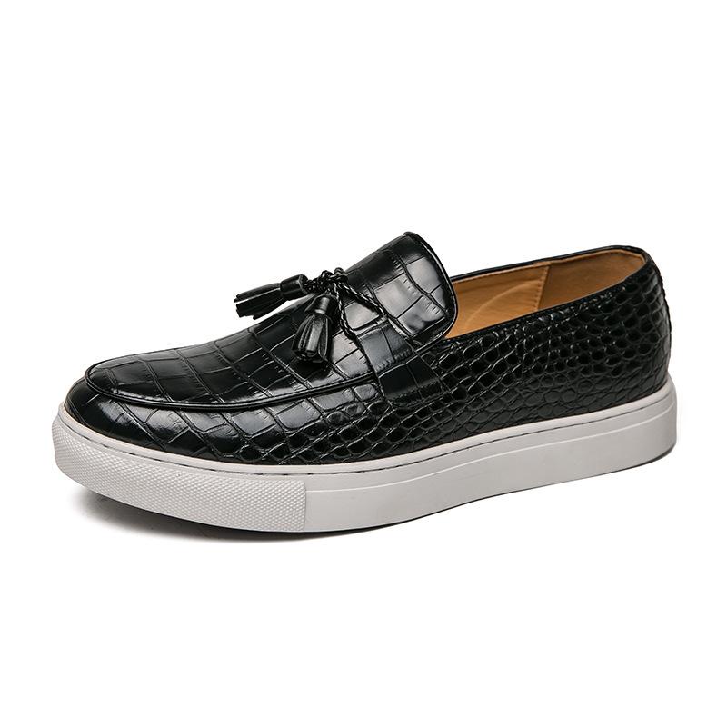 Summer Plus Size Tassel Slip-On Loafers - Men s British Casual Fashion 46 чёрный