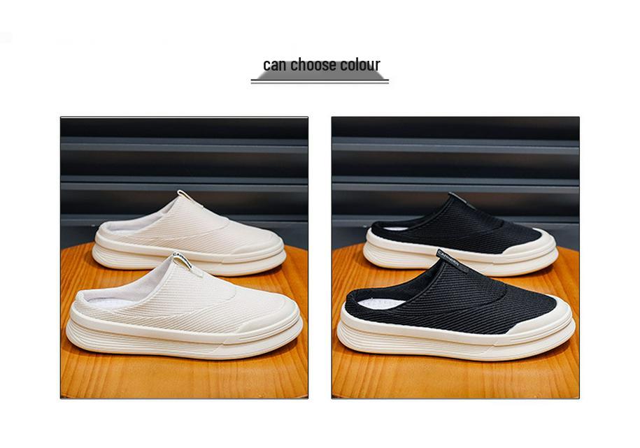 2026 Men's Breathable Mesh Half Slippers - Trendy, Versatile, Closed-Toe Design for Youth