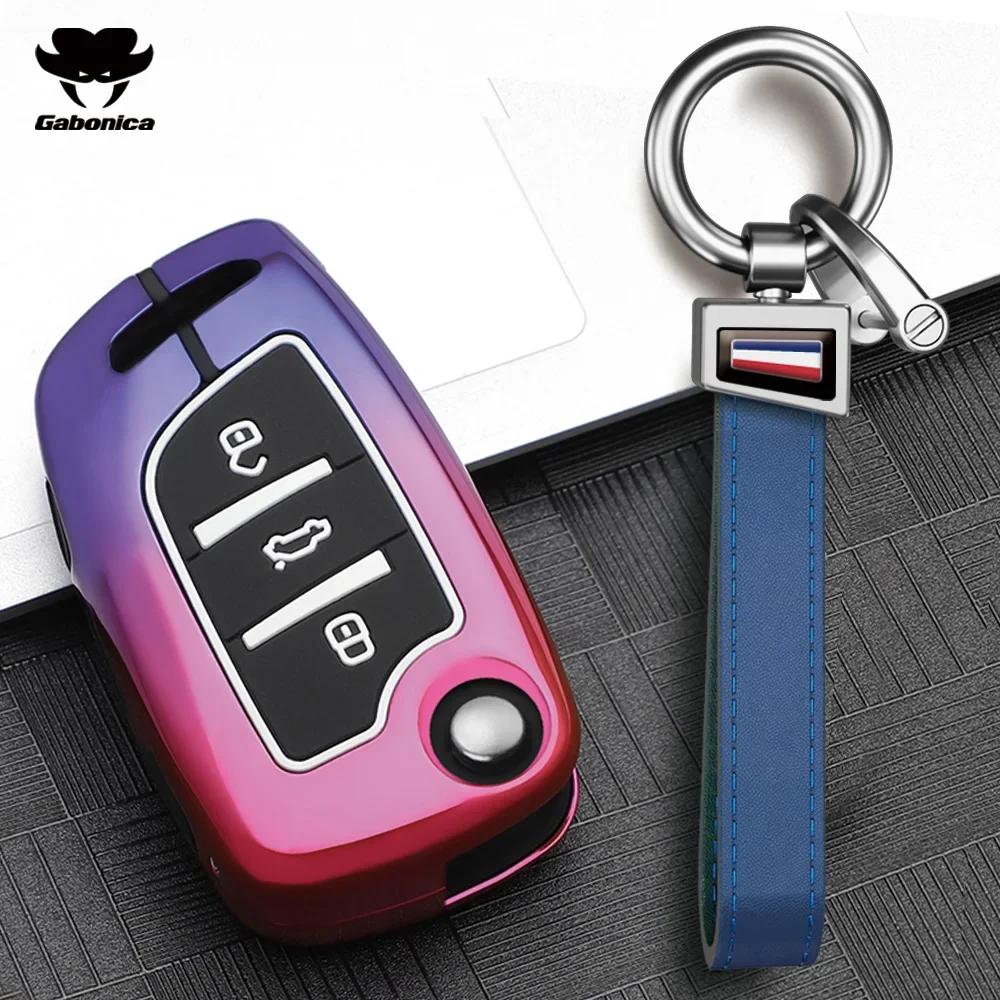 Estuche Plegable para Llave de Coche de Aleación de Zinc de 3 Botones Cubierta Completa Para Peugeot Citroen C1 C2 C3 C4 C5 Ds3 Ds4 Ds5 Ds6 Accesorios de Carcasa para Llave de Coche