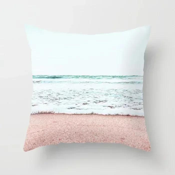 Nordic Pink Geometric Green Blue Beach Tropical Plant Print Cushion Cover Modern Pillow Cover Sofa Car Chair Cover