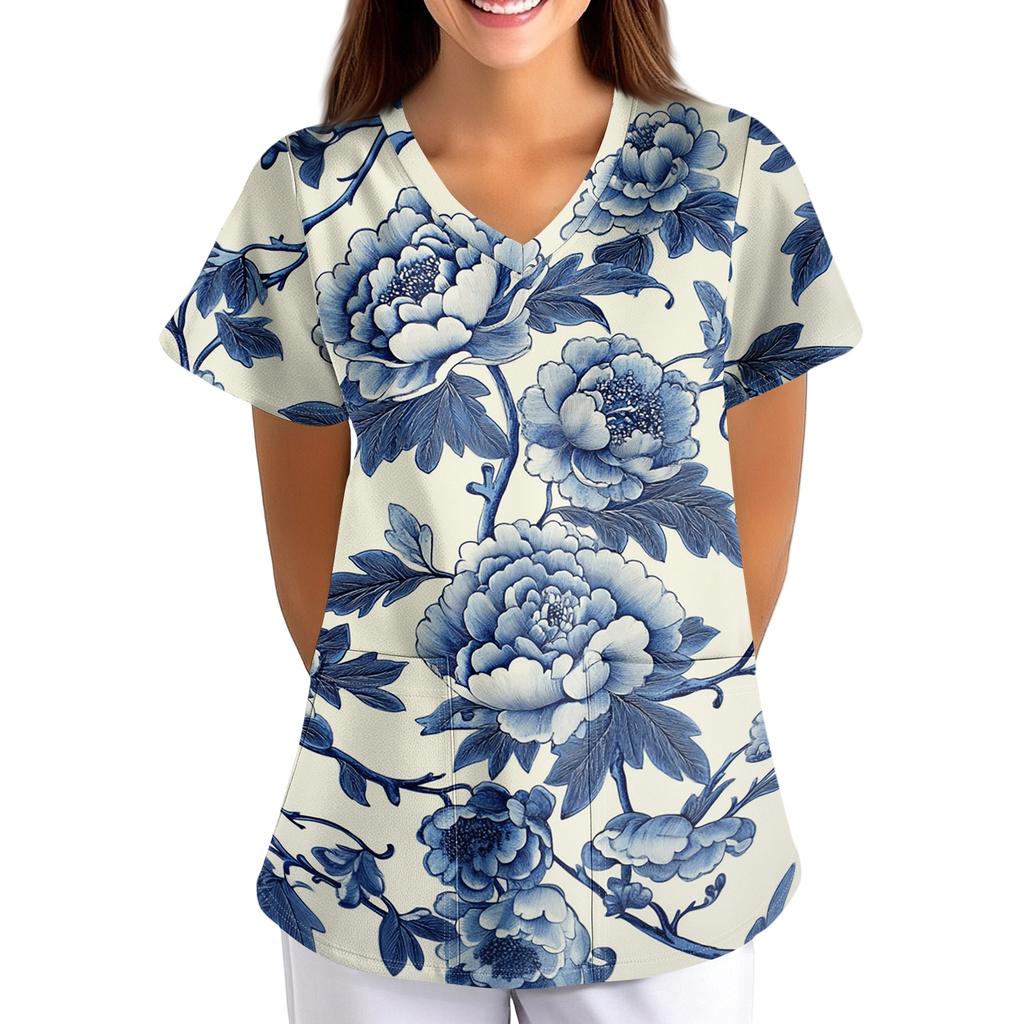 Short Sleeve Blouses for Women V Neck Lightweight Womens Short Sleeve Blouses Casual Loose Fit Women's Short Sleeve Tops for Daily Wear