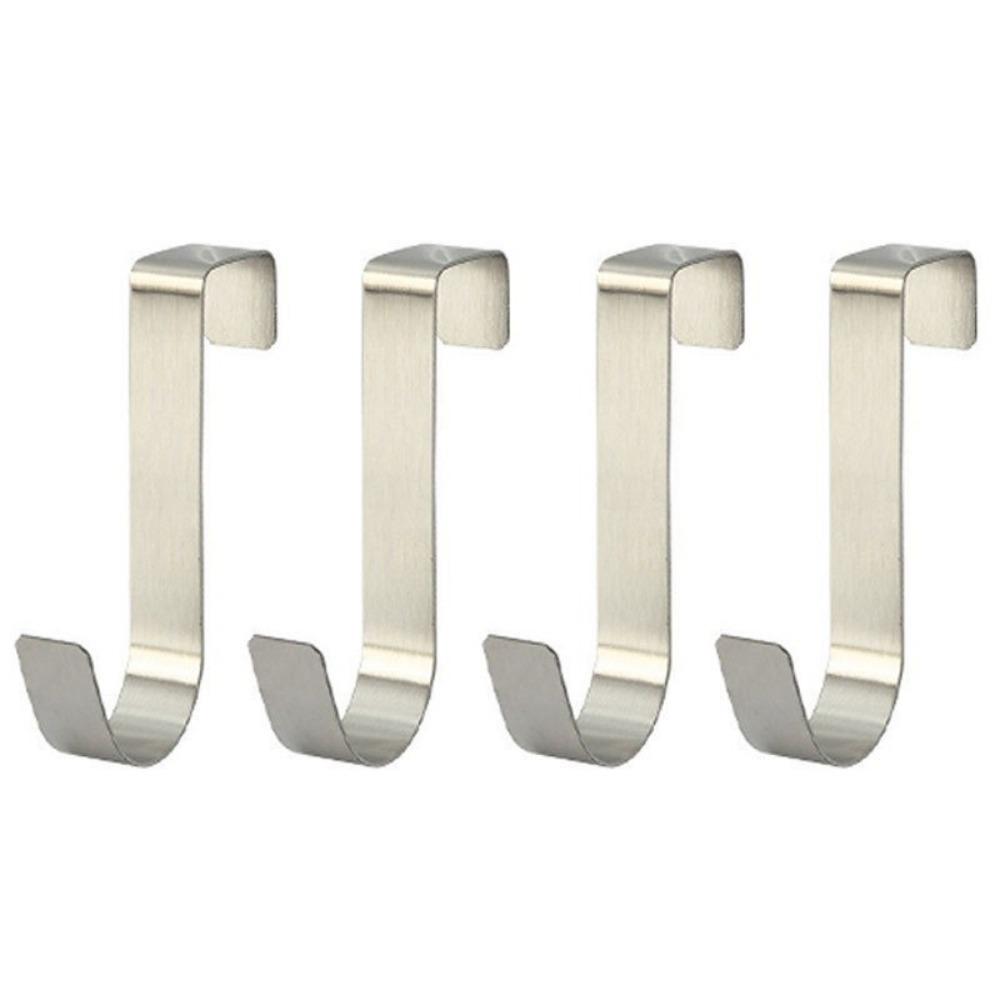 4Pcs Hole Free S-Shaped Stainless Steel Hook Multi-functional Durable Door Back Hook Simple Cabinet Door Hanging Rack for Home