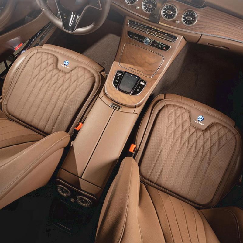 Hijk1 VW Car Leather Seat Cushion Lumbar Cushioning Soft Pad For Volkswagen Polo Golf GTI CC Tiguan Arteon Passat Jetta Touareg ID.3