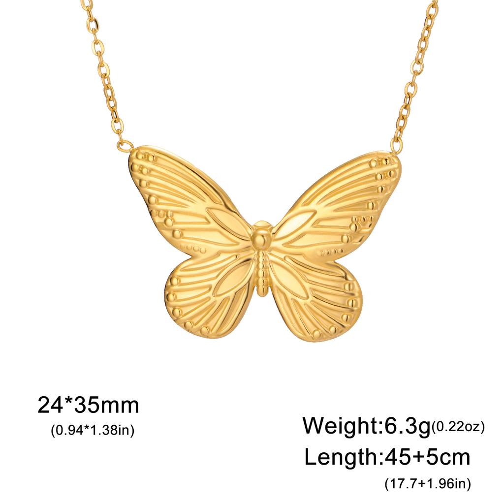 Teamer Delicate Sweet Butterfly Pendant Necklace for Women Girls Stainless Steel Fashion Choker Jewelry Valentine's Day Gift
