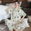 Guofeng Panda Luxury Ice Silk Satin Pajamas Women'S Loungewear Short Sleeve Pants Loungewear High Value Set