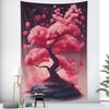 Sakura Tree Tapestry Wall Hanging Home Decor Nature Aesthetic Art Gift Pink Black Cute Cherry Blossom Anime Kawaii Floral Dorm