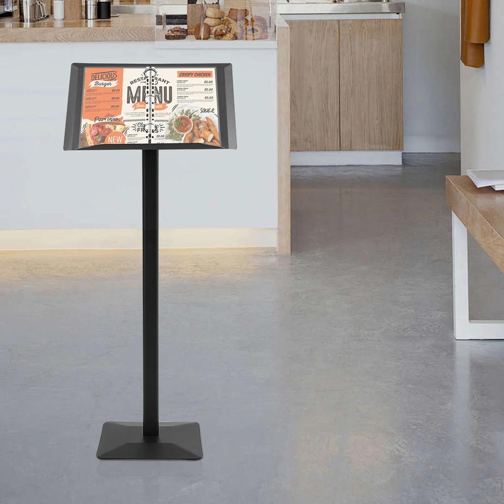 Vertical Flip Menu Stand, Floor-Standing Catalog Browser Ring Binder Rack, Advertising Brochure Display Stand