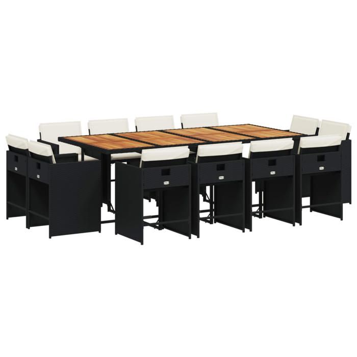 VidaXL Ensemble à manger de jardin 13 pcs coussins noir résine tressée 3277994