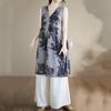 Sleeveless Plus Size Cotton Vintage Floral New In Dresses for Women Casual Loose Midi Summer Dress