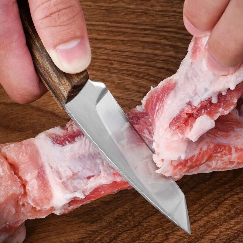 Nerezový nůž na ovoce s pouzdrem Kuchyňský nůž na zeleninu Dřevěná rukojeť Loupací nůž Venkovní přenosný kemping