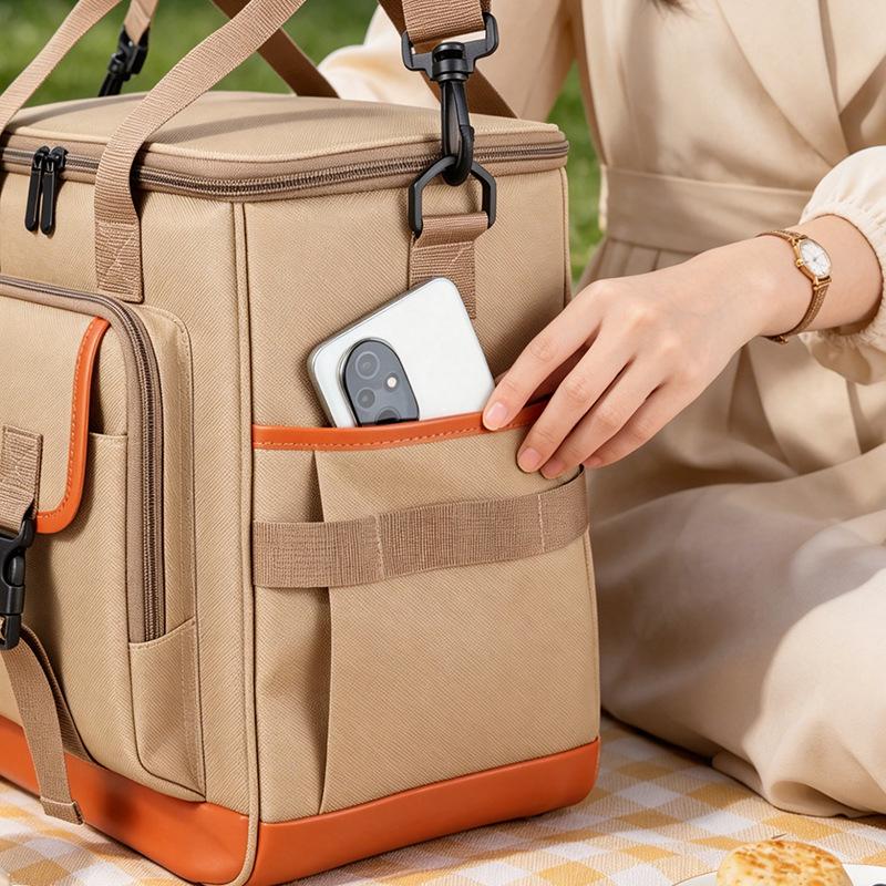 Large Capacity Insulated Outdoor Picnic Crossbody Travel Bag for Camping & Food Storage
