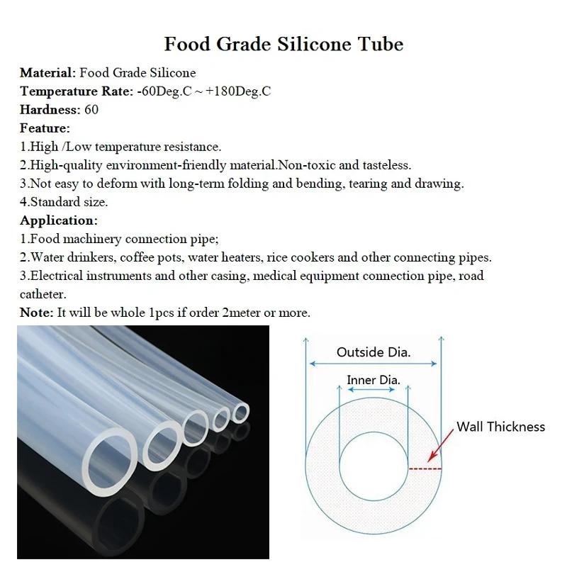 1/5/10M White Food Grade Silicone Rubber Hose ID 0.5 1 2 3 4 5 6 7 8 9 10 12 14 16 18 20 25 Mm Flexible Nontoxic Silicone Tube
