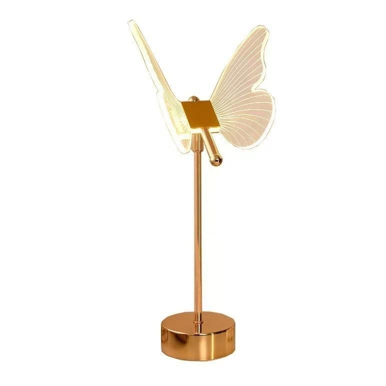 1Pc Butterfly Led Table Lamp Retro Gold Acrylic Desk Lamps Hotel Villa Art for Living Room Bedside Desktop Decor Led Night Lights