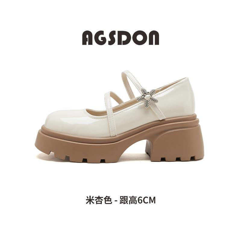 

Туфли Мэри Джейн Augustine 2025 новая летняя платформа французский высокий каблук одинарные туфли ретро колледж стиль маленькие кожаные туфли 40