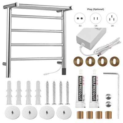 WiFi Electric Towel Warmer Rack 45W 24V 4 Bars Towel Warmer with Top Shelf Timer Wall Mounted IPX4