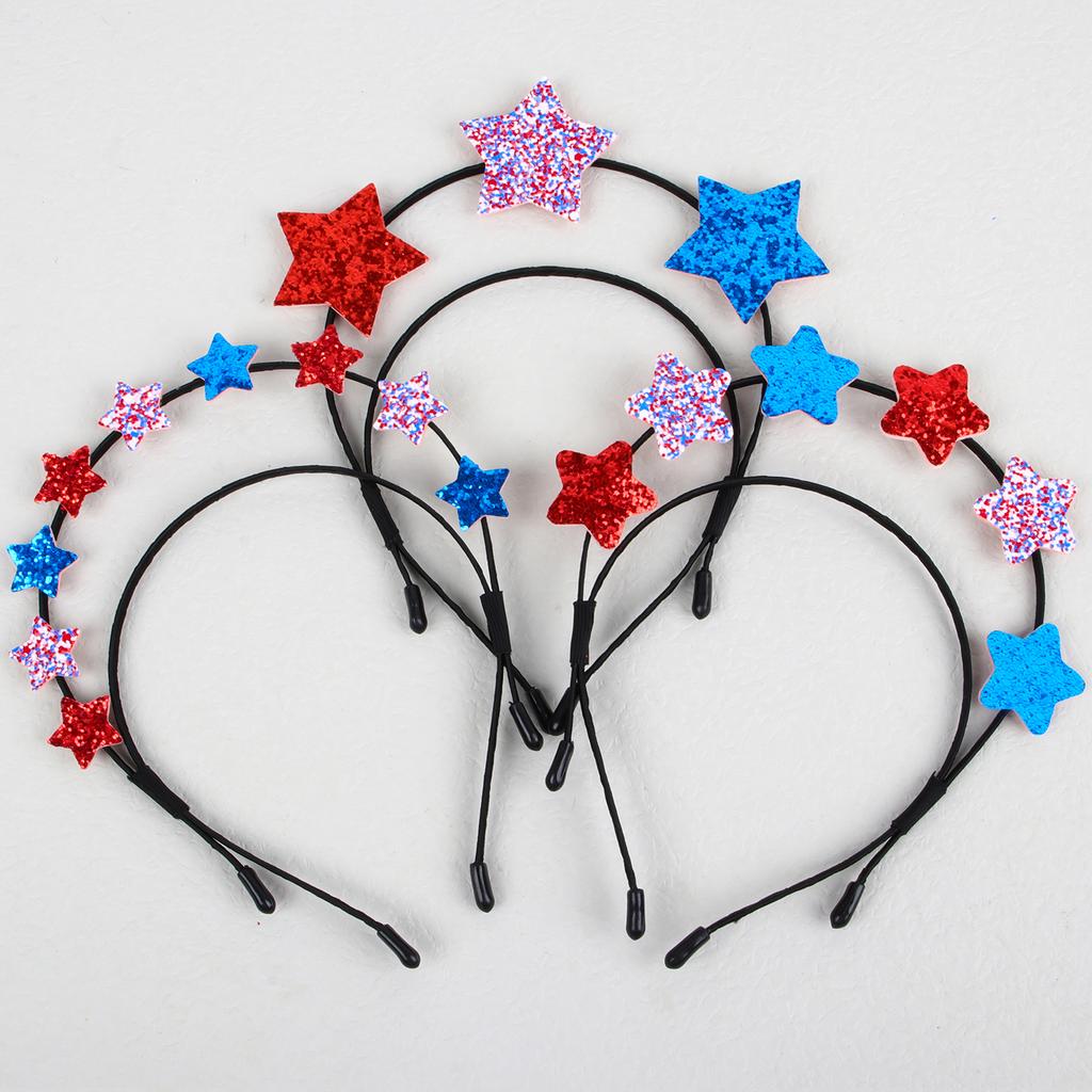 Multiple Stars Independence Day Hairbands Glitter Stars Headband Red Blue White Headdress for Independence Day Hair Accessories