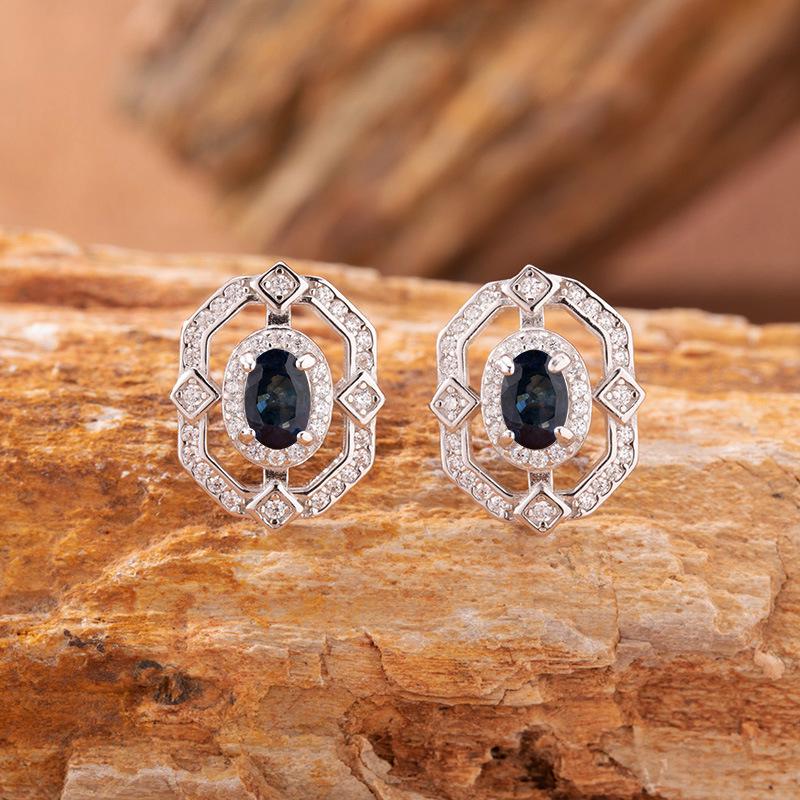 Women's S925 Silver Ring Set with Sapphire, Topaz, Peridot, and Aquamarine Gemstones - European and American Style.