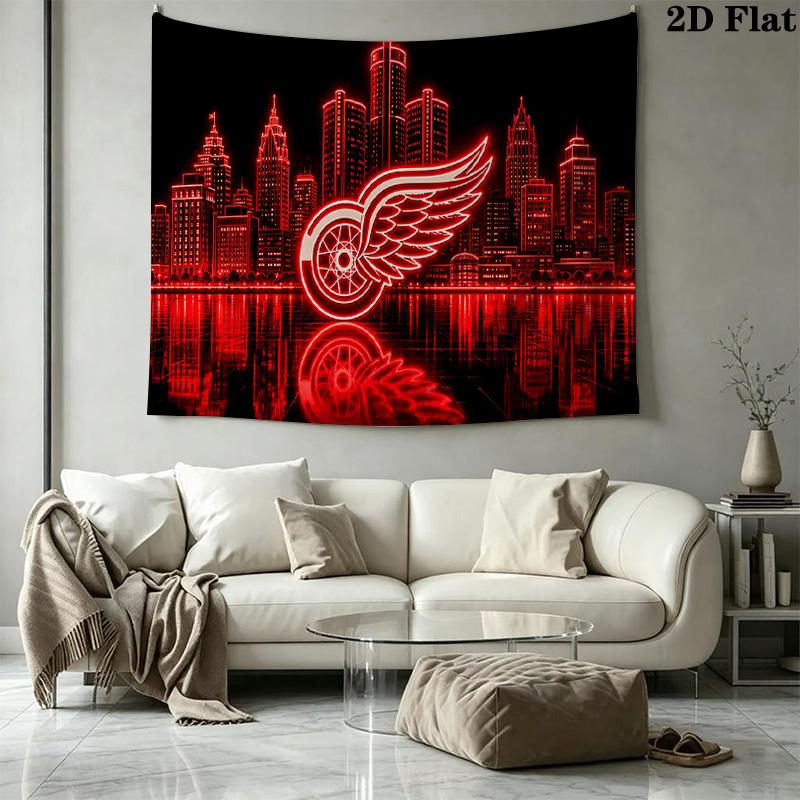 Detroit Red Wings logo Wall Tapestry Aesthetic Wall Hanging Printed Fabric Blanket Decorative Tapestries for Bedroom Living Room Home Decor