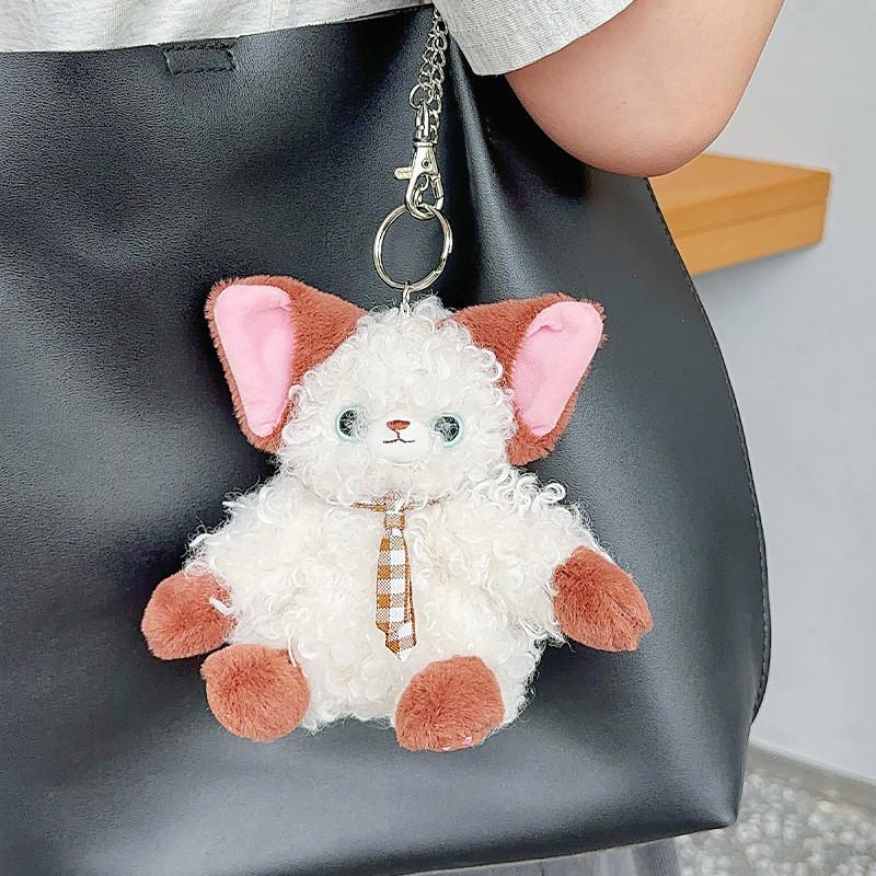 Plush Fun Devon Rex Cat Keychain Whimsical Bag Charm Accessory For Cat Lovers