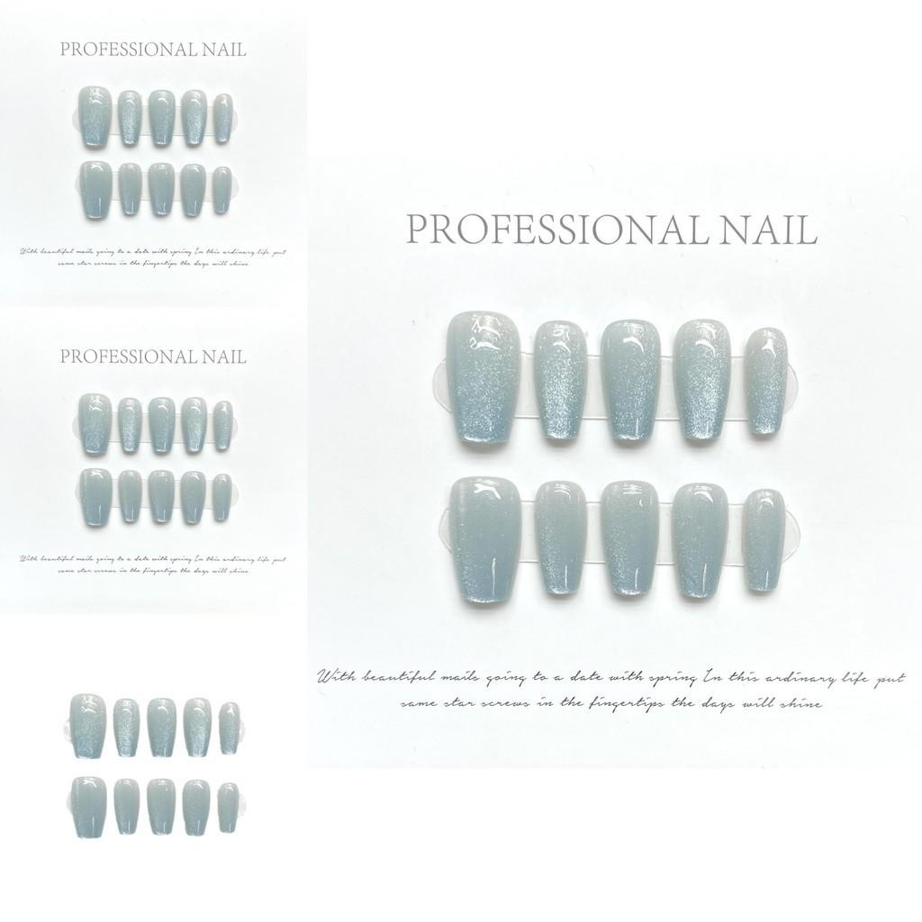 Eisblaue Katzenaugen-Nagelsticker Kleine, mittlere und extra kleine Größen Süß-würdiger Blush-Stil