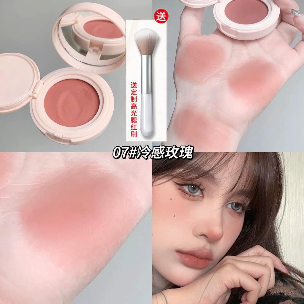Mashed Potato Air Cushion Blusher Female Korean Style Fall and Winter Orange Expansion Shrink Chin Blue Matte Brightening Highlight Contour Compact