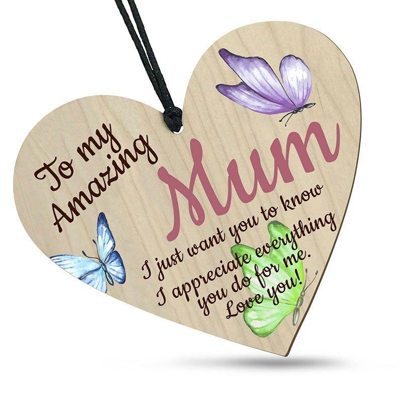 Beautiful Wooden Heart Plaque With Black Rope Mothers Day Gift For Lockdown 2021
