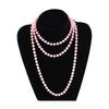 8Mm glass imitation pearl necklace women's simple knotted multi-layer long sweater chain clothing accessories