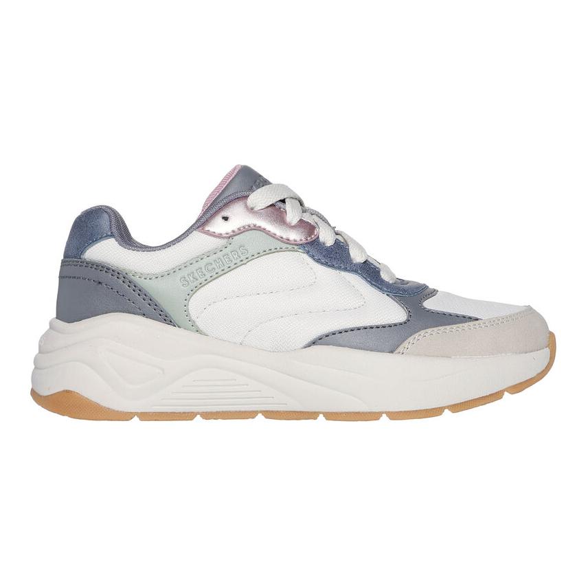 Skechers Nova Jogger Lightweight Comfortable Durable Low-Top Running Shoes Kids Sneakers White Gray 310590L-NTMT