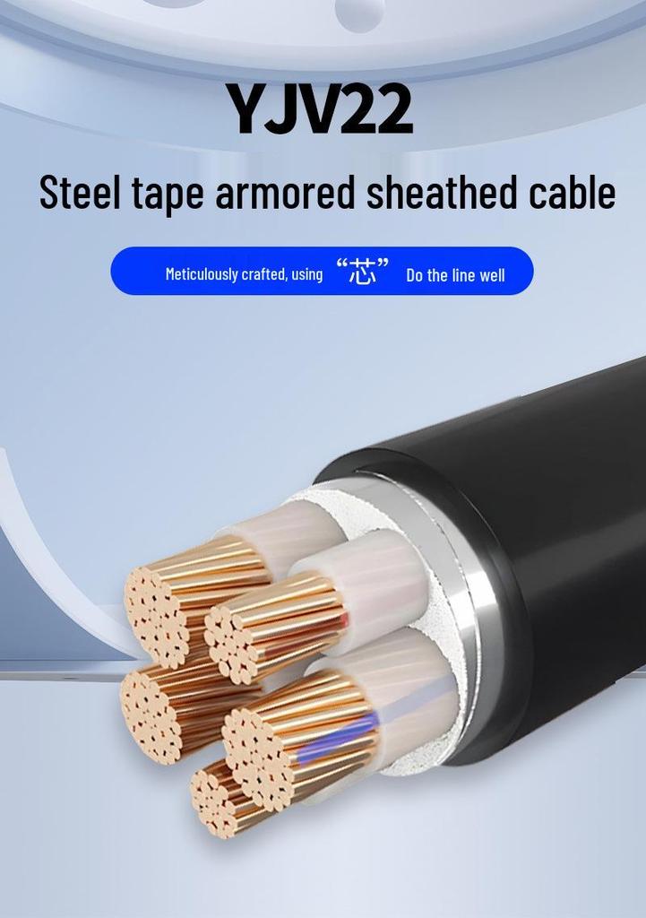 YJV22 Steel Armored Cable: 4 Cores (3+2/4+1) for Residential & Industrial Outdoor Use