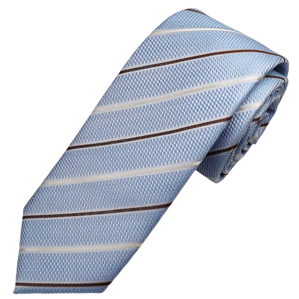 Michiko London Bonded Fabric with Lining for Made In KOSHINO Striped Silk Wrinkle-Resistant Volume, Japan, Tie, 100% Silk, Unisex, MKJ-037 (Blue)