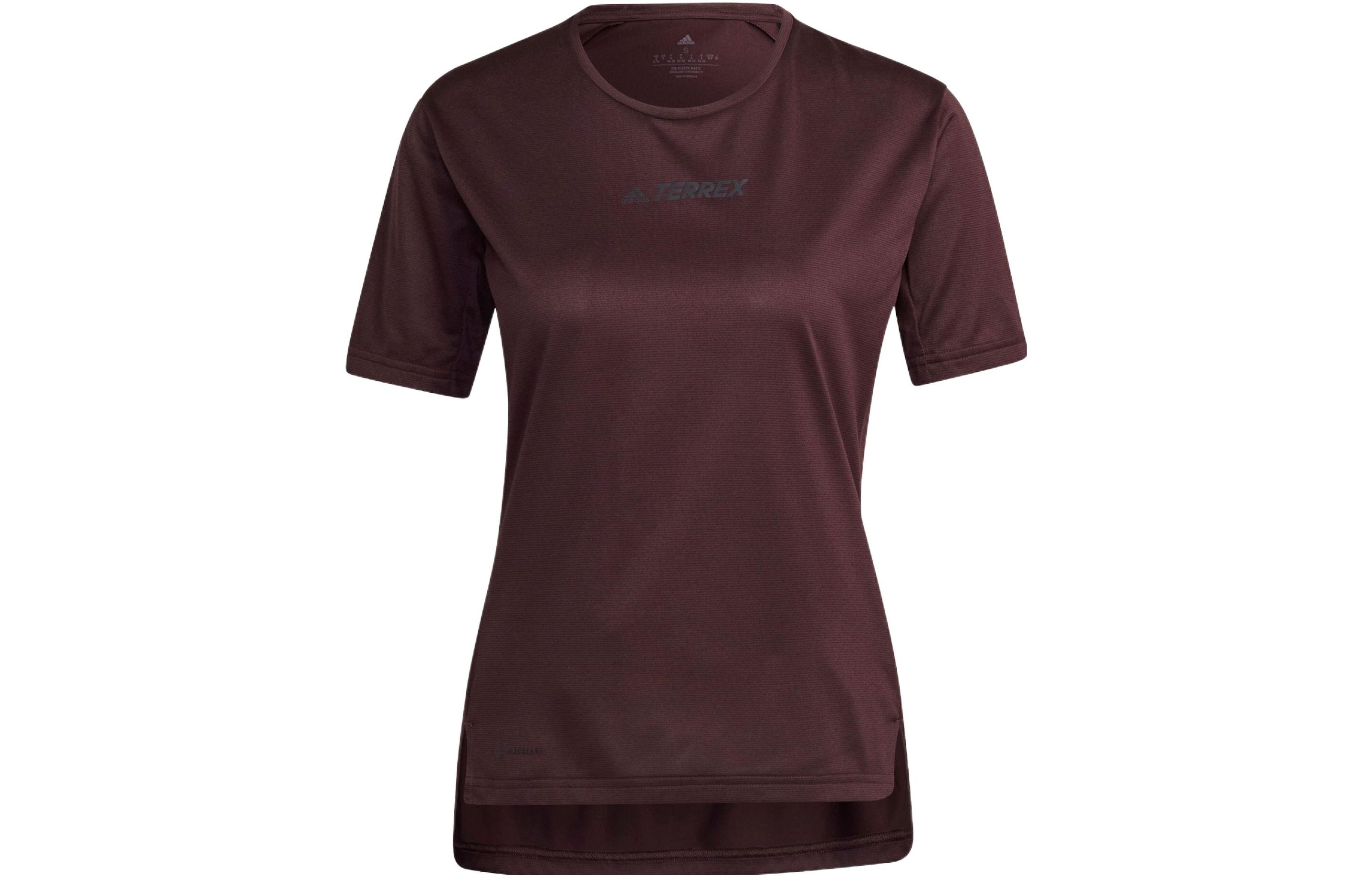 Adidas T Shirts Women s Burgundy Crew Neck Moderate Straight Fit HI5505 J/XOT