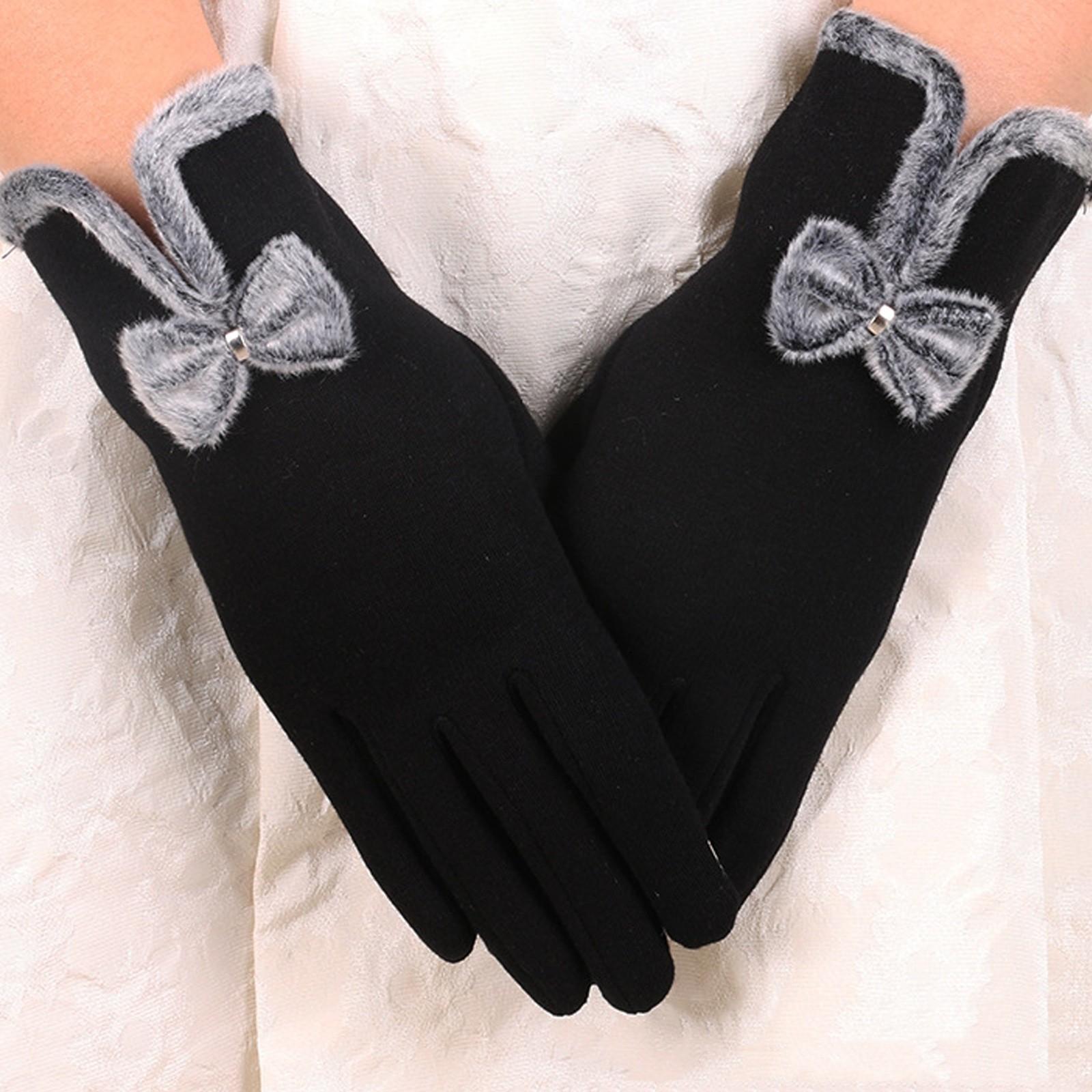 

Женские модные зимние теплые перчатки с полным пальцем, лыжные ветровые руки чёрный