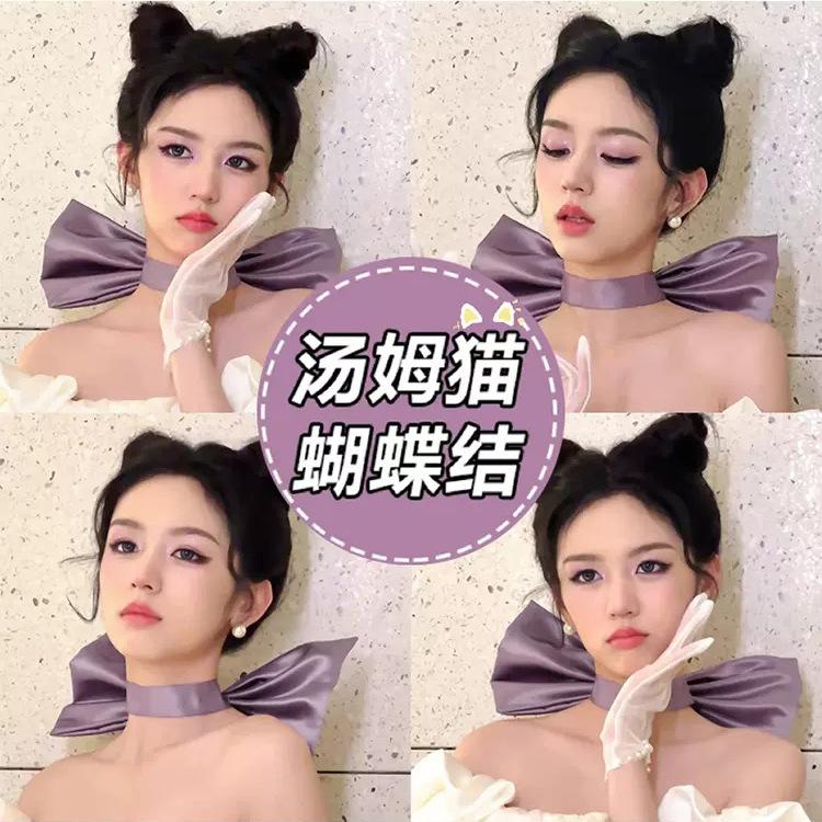 

Большая фиолетовая атласная заколка для волос, декоративная фотоподставка, ожерелье