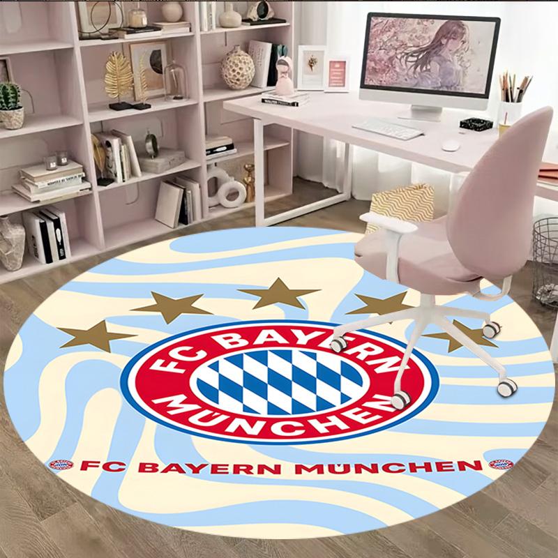 1pc B-Bayern Munich Carpet, Round Rug, Comfortable, Suitable for Entryways, Living Rooms, Office, And Bedrooms, Christmas Decoration