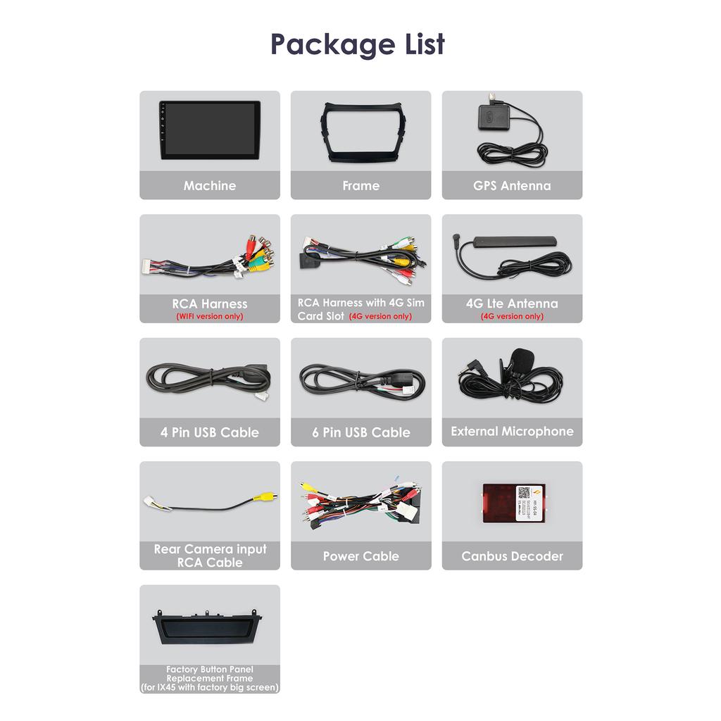 Ossuret Carplay 4G LTE 2 Din Android 12 Car Radio Multimedia Video Player for Hyundai Santa Fe 3 2013-2017 IX45 Navigation intelligent RDS GPS Stereo