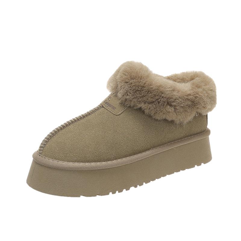2025 Nouveau Style Bottes de Neige Courtes Mini Bottes d'Hiver en Peau de Mouton Femmes Bottines en Laine Doublées de Fourrure Chaudes pour la Cheville Chaussures Plates