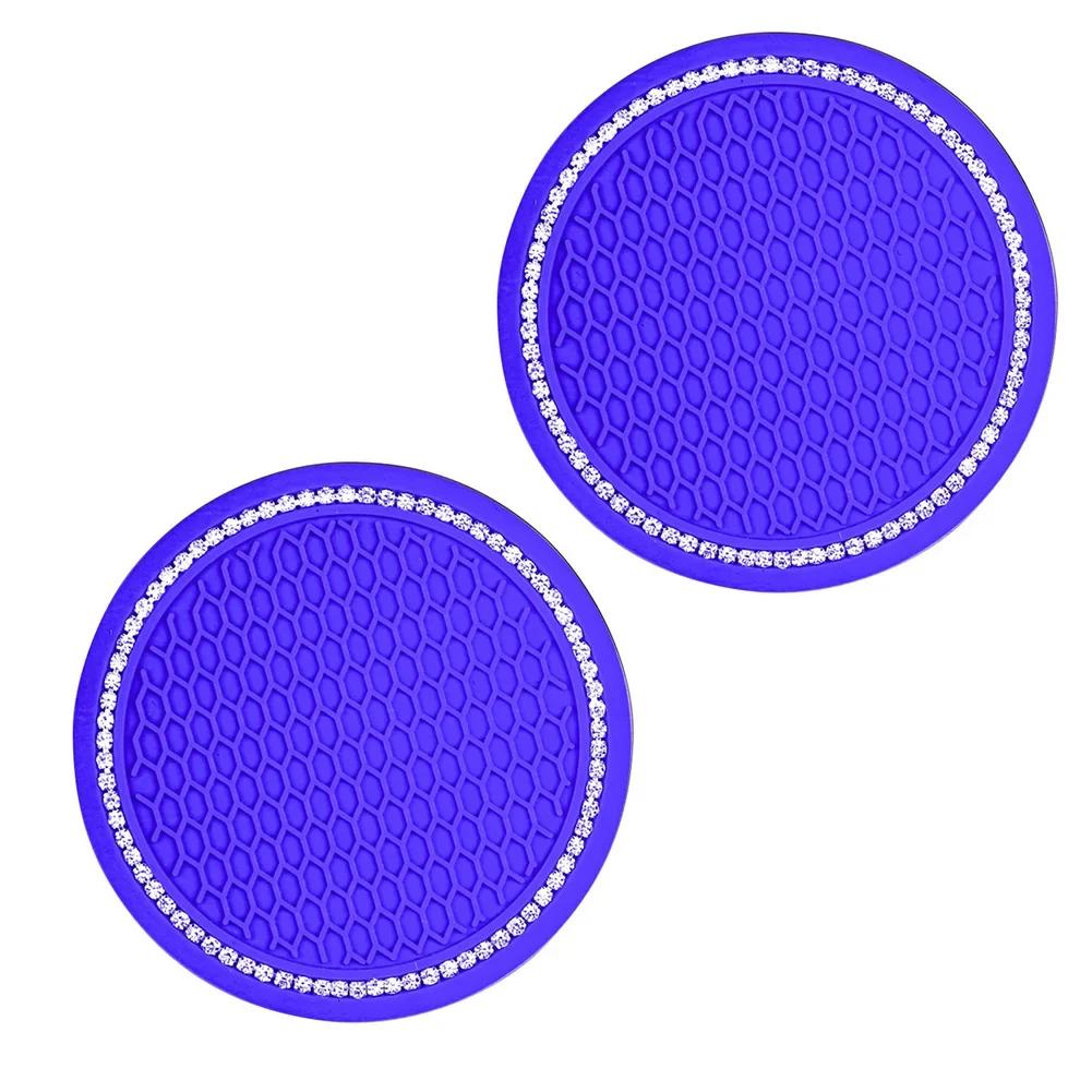 Car Water Cup Pad Holders Non-slip Diamond Rhinestone Rubber Mat for Bottle Holder Coaster Auto Interior Anti-skid Cup Holders