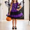Purple Bat Design Demon Costume Wizard Hat Included Role Play Clothes Cosplay Dress  For Girls