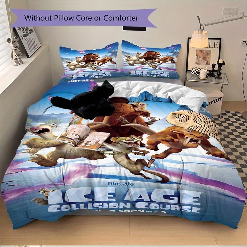 3pcs The Ice Age Adventures Printed Quilt Set, Soft and Comfortable Quilt Cover for Bedroom, Guest Room and Dormitory Decorative Bedding Set