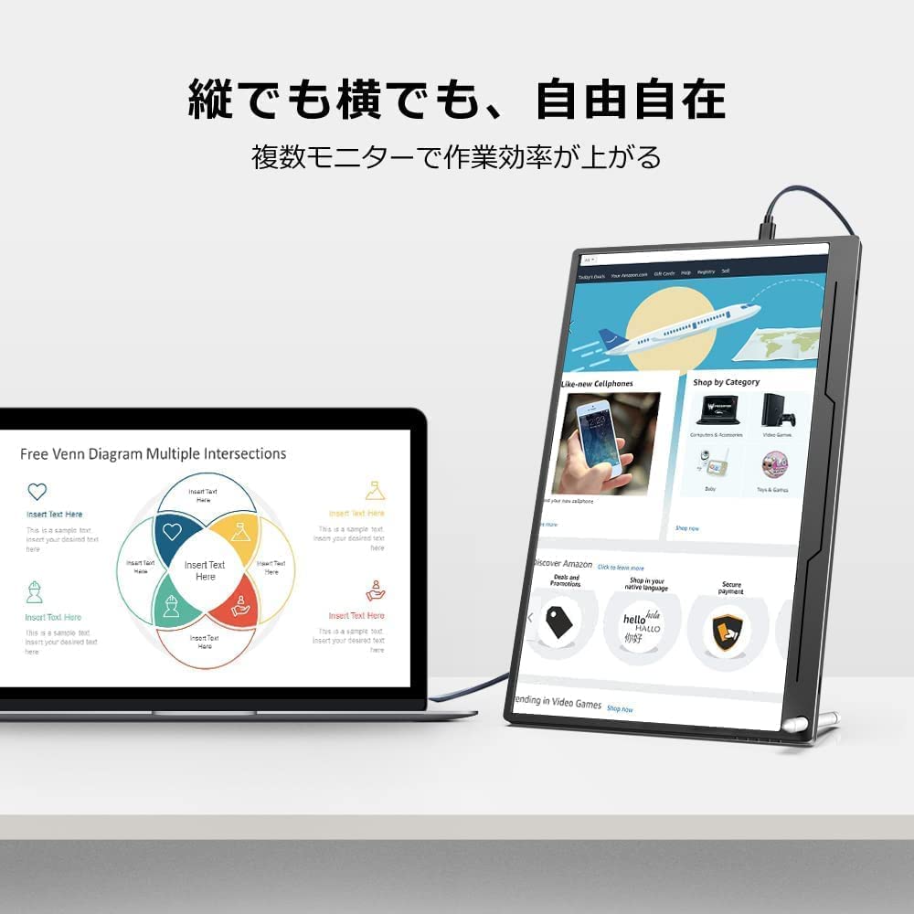 EVICIV Mobile Monitor Mobile Display Thin Lightweight IPS Panel USB Mini HDMI with Case VESA Compatible 14-inch 19201080 Type-C EVC-1401