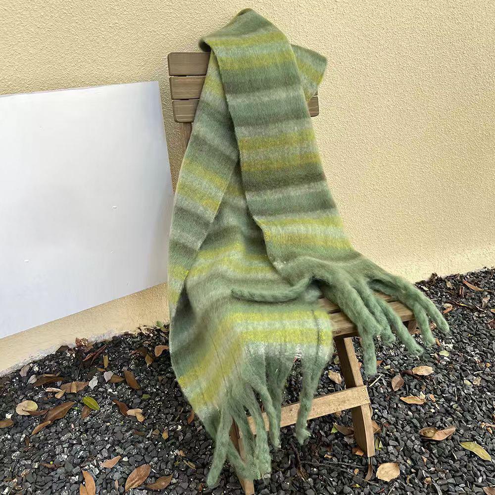 Thick Stripe Pashmina Shawl Scarf Woman Winter Warmer Scarves Lady Fashion Long Wraps Plaid Printed Muffler Soft Shawl