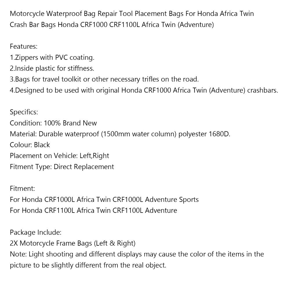 Areyourshop Motocyklowa Wodoodporna Torba Torby na Umieszczenie Narzędzi Naprawczych Dla Honda Africa Twin